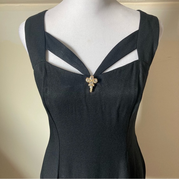 Jessica McClintock Vintage Black Strappy Cocktail Dress size 5/6 - Picture 2 of 6